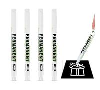 4 Pcs White Permanent Marker Pens, Acrylic Paint Marker, White Fabric Pen, Laundry Pens Permanent for Clothes, White Fabric Pen Waterproof for Paper Rock Wood Fabric Tire Glass Ceramic Plastic, 1mm