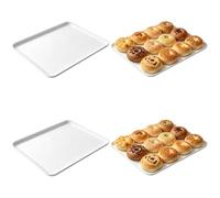 4 Pcs White Plastic Serving Trays, 15 x 10.43 Inch Reusable Food Platters with Raised Edge, Stackable Plastic Tray for Snacks, Cookies, Sandwich, Tea, Serving Platters for Parties Dinner Home Kitchen