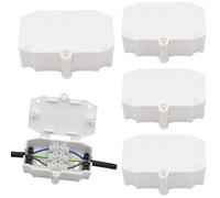 4 Pcs White Plastic Waterproof Junction Box for Outdoor and Indoor Electrical Cable Connector Maintenance Free Project Box for Communications Equipment Dustproof Enclosure