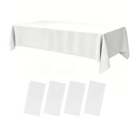 4 PCS White Table Cloth Party Wipeable Tablecloths Rectangular Table Protectors for Dining Room Tables, 137x274cm Waterproof Reusable Cover for Nuptial Birthday Banquet Use