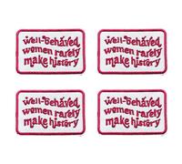 4 Pcs White Well-Behaved Women Rarely Make History Logo Retro Patch Iron On/Sew on Patch Feminism Embroidered Patches Emblem Applique Decoration Accessories Patches for Backpacks,Clothes,Vest,Jacket