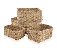 4 PCS Wicker Basket, Small Wicker Baskets for Hampers Gifts, Multifunctional Woven Storage Baskets Empty for Home Decor, Bin Organizer Divider for Cupboards Drawer Closet Shelf Dresser