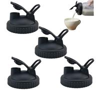 4 PCS Wide Mouth Mason Jar Pour Spout Lids 3.4″ Dia, Flip-Cap Airtight Plastic Replacement Lids for Easy Pouring & Drinking, Leakproof Canning Jar Tops