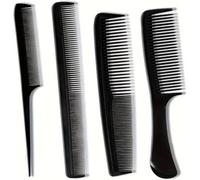 4 Pcs Wide Tooth Comb Set, Professional Styling, Curly Hair, Heat Resistant, Anti-static, Detangling, Black Barberology Hair Comb Set, Dresser Hair Comb, Styling Comb for Women Men Hairdressing