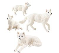 4 Pcs Wildlife Animal Model Realistic Snow Wolf Creature Toy For Kids And Collectors Toy Decorative Collection Gifts Realistic Animal Figures Bulk