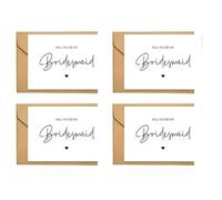 4 Pcs Will You Be My Bridesmaid Card, Bridesmaid Proposal Card Invitations With Kraft Envelopes, Postcard Style Will You Be My Maid Of Honour Invitations For Wedding Party, 15 * 10 Cm