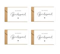 4 PCS Will You Be My Bridesmaid Card With 4 PCS Paper Envelope, Bridesmaid Proposal, Blank Inside for Message Card Bridesmaids Gifts Invitation Cards for Bridal Shower