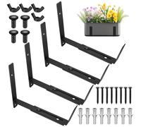 4 Pcs Window Box Brackets, 5.9-11.8" Adjustable Planter Brackets | For Window Sill, Balcony, Railing, Outdoor Hanging Bracket for Fence Garden Deck