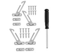 4 Pcs Window Restrictor for UPVC, 8.5 x 4.8 cm Stainless Steel Window Restrictors Locks, Window Latches Security Chrome, for Home School Kindergarten (with Screws and screwdriver)
