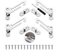 4 Pcs Window Restrictor for UPVC, Window Lock Stainless Steel, Window Latches Security Chrome, Window Catch Left Right Hand for Home School Kindergarten