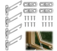 4 Pcs Window Restrictors Locks with Screws Left,Stainless Steel Window Restrictors for Upvc Window Catches,Window Locks Child Safety(Silver)