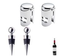 4 PCS Wine Bottle Stoppers, Reusable Bottle Tops Champagne Stoppers for Bottles Wine Stopper for Wine Bottles, for Wine Champagne Beer Collection Sparkling Wine Bottles