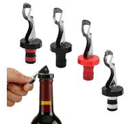 4 Pcs Wine Bottle Stoppers, Reusable Lever- Arm Wine Stoppers for Wine Bottles, Lid Vacuum Plug Bottle Stopper for Prosecco, Airtight Bottles Stopper for Sparkling Wine, Champagne & Beer
