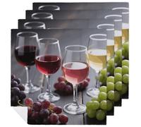 4 PCS Wine with Grapes Cloth Napkins 18.7"x18.7"- Single-Sided Print, Soft & Reusable Napkins for Elegant Dining, Wedding, Party, Restaurant Decor