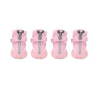 4 Pcs Winter Dog Boots Warm Skidproof Pet Shoes for Small and Medium Dogs, Soft Polyester with Anti - Drop Zipper, Tendon Sole Non - Slip Dog Shoes for Cold Weather (Type 5(8.3 X 8.3 X 3.5in))