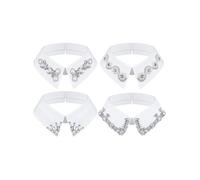 4 Pcs Winter Fake Collar Rhinestone Pearl Dickey Collar Women Embellished Detachable Collar Half Shirt Blouse False Collar, White, One Size