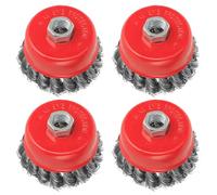 4 PCS Wire Cup Brush for Angle Grinder 115mm, Twist Knot Wire Brush Ø 75 mm Thread M14 x 2 Fits for Heavy Cleaning, Stripping, Paint, Rust Removal, Rough Surface Treatment and Grinding