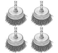 4 Pcs Wire Cup Brush for Drill 1/4 Inch Hex Shank Wire Brush Wheel Cup Brush Steel Drill Wire Brush for Heavy Cleaning Rust,Stripping and Abrasive