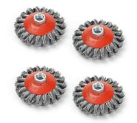 4 PCS Wire Wheel Brush for Angle Grinder 115mm, Twist Knot Wire Brush Ø 100 mm 4" Thread M14 x 2 Fits for Heavy Cleaning, Stripping, Paint, Rust Removal, Rough Surface Treatment and Grinding