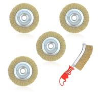 4 Pcs Wire Wheel Brush Patio Cleaner Round Replacement with Wire Brush with Handle, Suitable for RY18PCA-0 OPC1800 OPC1815 EFB 400/401 with Arbor Hole, for Cleaning Rust, Grout, Debris (100*16*10mm)