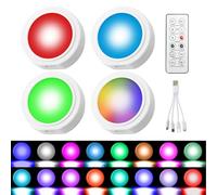4 PCS Wireless Car Interior Led Lights with Remote Control,16 Colors Ambient Lighting Car,Portable Rechargeable Magnetic Car Interior Lights for Car Decor.
