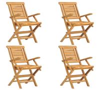 (4 pcs, with armrest) vidaXL Folding Garden Chairs Outdoor Chair Patio Wooden Chair Solid Wood Teak