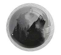 4 Pcs Wolf Moon Cabinet Knobs, 35mm Round White Drawer Knobs, Door Kitchen Hardware Cupboard Knob, Stainless Steel Single Hole Handle with Screws for Home Decorating, Cupboard, Wardrobe