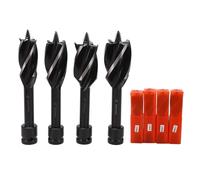 4 Pcs Wood Auger Bit Set, Electric Auger Drill Bit, 4 Flute High Efficiency Wood Boring Bits for Electric Wrench, Multipurpose Auger Drill Bit Set with Storage Containers for Woodw