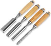 4 Pcs Wood Chisel, Professional Wood Chisel Sets Woodworking Tools, Chrome Vanadium Steel Bevel Edge Chisel Set w Cap, Comfortable Wood High Impact Handle, Woodwork Chisel 6mm 12mm 18mm 24mm