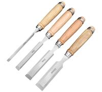 4 Pcs Wood Chisel Set, Chisel Set with Wooden Handles, Hand Woodworking Tools(6mm, 12mm, 18mm, 24mm) for Woodworking, Wood Carving and Sculpting(Color:As Shown)