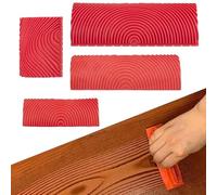 4 Pcs Wood Grain Effect Tool Set, Rubber Wood Graining Roller with Non-Slip Handle, Texture Painting Tools for Wall, Furniture, DIY Decoration on Various Surfaces