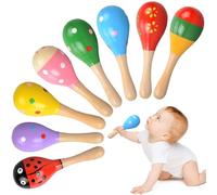 4 Pcs Wooden Baby Maracas, Baby Musical Instrument, Colorful Shakers Maracas Baby, Baby Maracas Baby Sensory for Parties, Homes, Schools, Performances, Entertainment, Classroom Prize Supplies