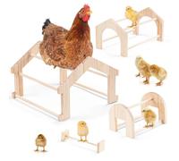 4 Pcs Wooden Chick Perches, Chick Stand Training Perches for Coop and Brooder, Wood Chicken Roosting Poles for Entertainment, Chick Playground Perch Set