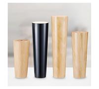 4 Pcs Wooden Furniture Legs, Round Solid Wood Table Legs with Nuts, Finished Replacement Parts for Bed Home Cabinet Cabinet Couch Sofa Chair Ottoman Dresser DIY Projects(Black,10cm/3.9in)