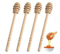 4 Pcs Wooden Honey Mixing Stirrer - 16cm Honey Spoon Wooden Honey Dipper Stick - Long Handle Wood Honey Spoon Stir Bar - Wood Drizzler for Honey Jar Dispense Drizzle Honey and Kitchen Tools