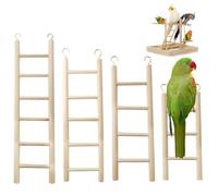4 Pcs Wooden Ladder Set for Small Pets, Bird Toys, 3/4/5/6 Step Ladders - Bird Cage Accessories & Cockatiel Toys, Parrot Toys, Birdcage Ladders, Cat Ladder for Bird Cage Climbing (16x7cm to 28x7cm)