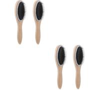 4 Pcs Wooden Paddle Hair Brush Comb with Ergonomic Handle | Gentle Shower-aftercare, Travel Friendly Size, Beige Finish, for Curly or Straight Hair, Women and Wig Wearers