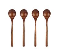 4 Pcs Wooden Spoon Set, Exquisite Japanese Handle L Mouth Wooden Soup Spoon, Ser T for Cooking Stir Mixing, Made of Walnut Wood with