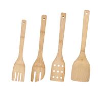4 Pcs Wooden Spoons for Cooking, Kitchen Utensils Set with Spoon, Turner, Slotted Spoon, 30cm Wooden Spatula, Non-Stick, Non-Scratch Heat Resistant, Ergonomic Design, for Cookware Tool