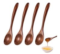 4 Pcs Wooden Spoons for Eating 6.7 inch Wooden Honey Spoons Small Wood Teaspoons for Stirring Coffee, Little Wood Table Spoon for Cooking, Desserts & Cereal