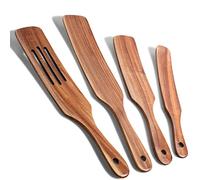 4 PCS Wooden Spurtles Cooking Utensils Set, Natural Acacia Wood Kitchen Tools Set for Stirring Mixing When Cooking Steak Salad Butter