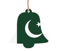 4 PCS Wooden Xmas Tree Ornaments, Flag of Pakistan Print Christmas Party Decoration Wood Pendant, for Home Crafts Hanging