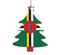 4 PCS Wooden Xmas Tree Ornaments, Flag of The Commonwealth of Dominica Print Christmas Party Decoration Wood Pendant, for Home Crafts Hanging