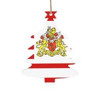 4 PCS Wooden Xmas Tree Ornaments, Flag of The Senate of Bremen Print Christmas Party Decoration Wood Pendant, for Home Crafts Hanging