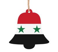4 PCS Wooden Xmas Tree Ornaments, Flag of The Syrian Arab Republic Print Christmas Party Decoration Wood Pendant, for Home Crafts Hanging