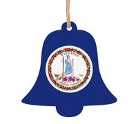 4 PCS Wooden Xmas Tree Ornaments, Flag of Virginia Print Christmas Party Decoration Wood Pendant, for Home Crafts Hanging