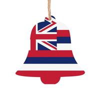 4 PCS Wooden Xmas Tree Ornaments, Hawaii Flag Print Christmas Party Decoration Wood Pendant, for Home Crafts Hanging