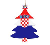 4 PCS Wooden Xmas Tree Ornaments, Republic of Croatia Flag Print Christmas Party Decoration Wood Pendant, for Home Crafts Hanging