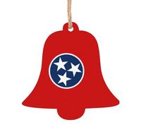 4 PCS Wooden Xmas Tree Ornaments, Tennessee State Flag Print Christmas Party Decoration Wood Pendant, for Home Crafts Hanging