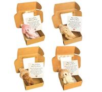 4 Pcs Worry Bear in a Box Mini Plush Teddy Bears with Inspirational Card Pocket Sized Hug Present for Anxiety Relief Positive Good Luck Gifts for Kids Friends Women Men for Christmas Birthday (4Pcs)